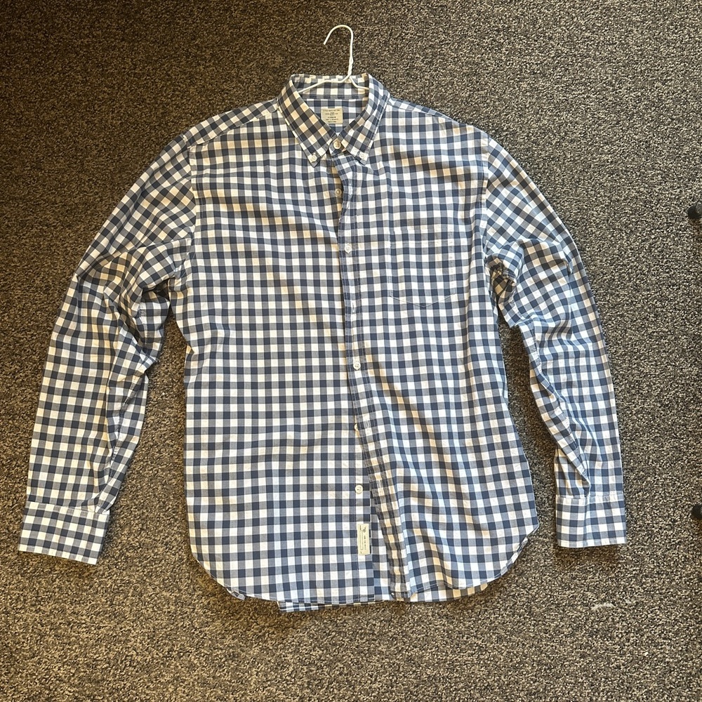 J. Crew Navy and White Gingham Shirt